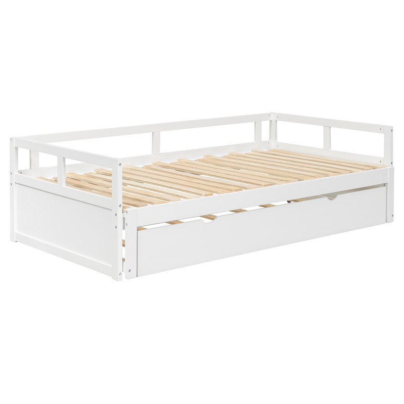 Lit de jour convertible simple à très grand avec lit gigogne escamotable, Blanc
