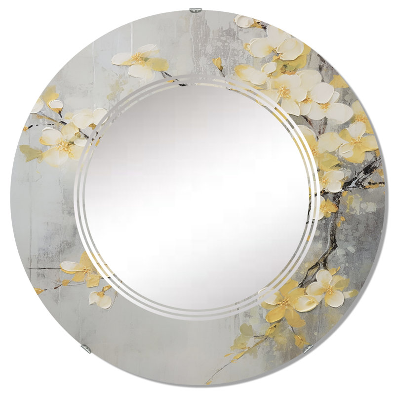 Ferncliffe - Miroir mural floral rond, 32 po x 32 po