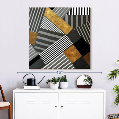 Geo Stripes In Gold And Black II