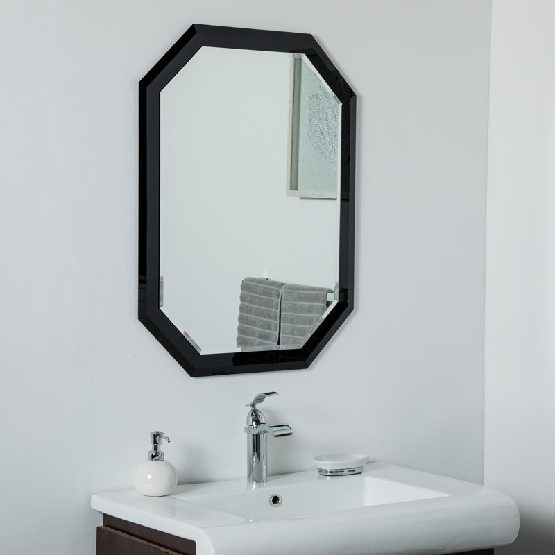 Miroir de salle de bain biseauté Aydien, Noir