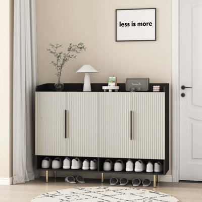Armoire à chaussures moderne avec 4 portes et tablettes réglables pour le vestibule et les espaces de vie