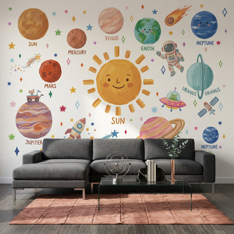 Astronaute, papier peint flottant, décoration murale, espace galaxie, Non tissé, 160 po x 108 po