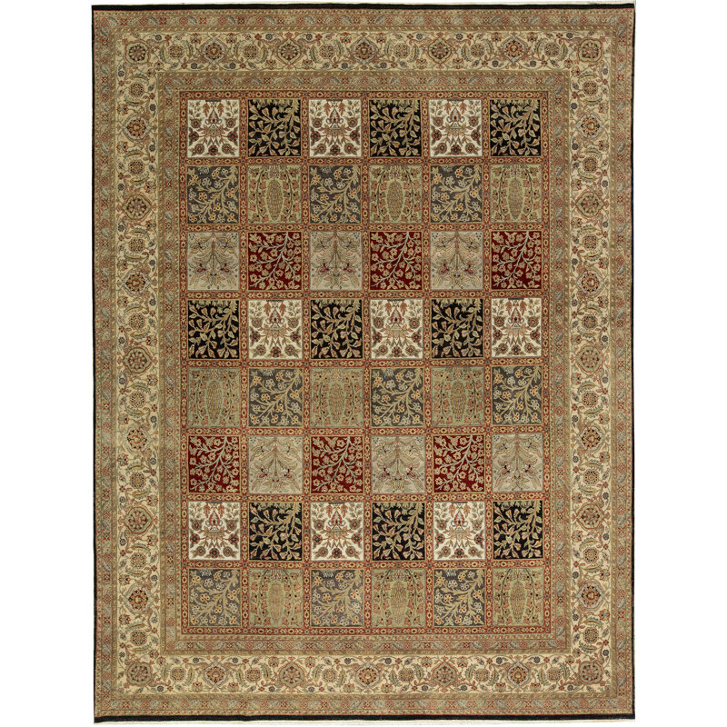 Tapis multicolore et doré noué à la main de haute qualité