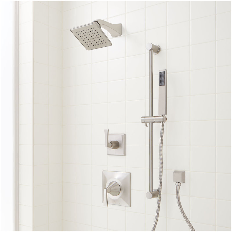 Vilamonte Pressure Balance Shower System with Slide Bar and Hand Shower - Brushed Nickel, Brushed Nickel