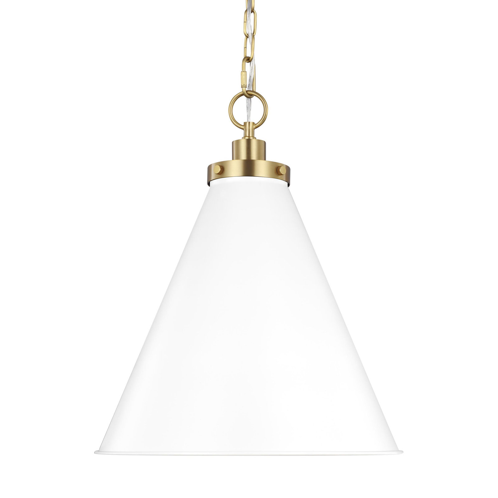 Arnell Single Light Metal Dimmable Pendant, Burnished Brass, Matte White, 19" H x 15.625" W x 15.625" D