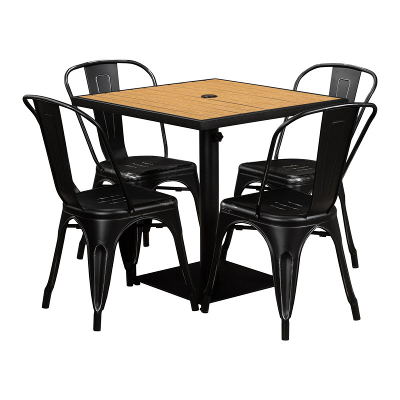 Patio Dining Tables W/Chairs, 30" H x 30" L x 30" W