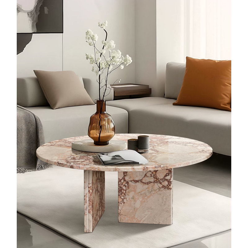 Table basse rose en marbre naturel
