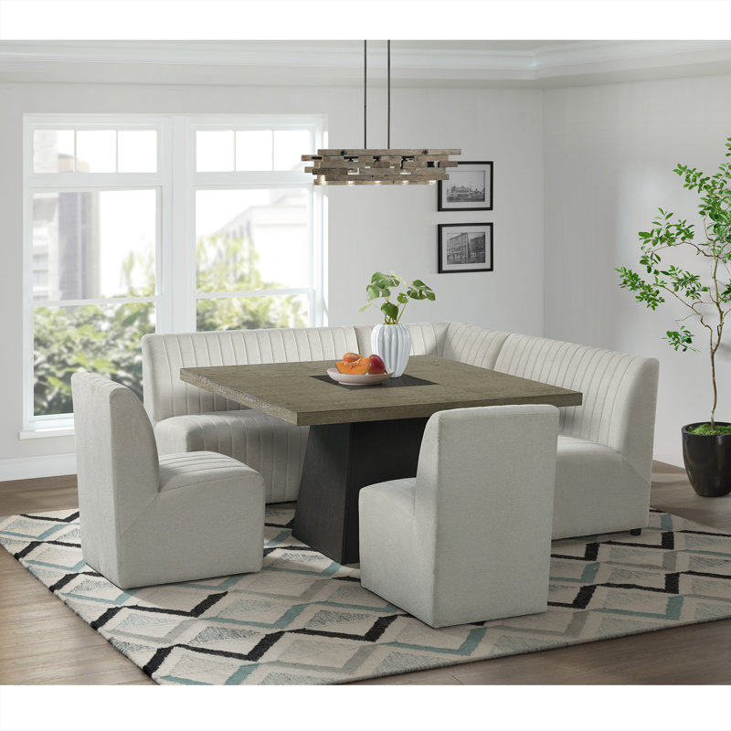 Christianson Breakfast Nook Dining Set, 6 Pieces: Table, 2 Sofas, 3 Chairs