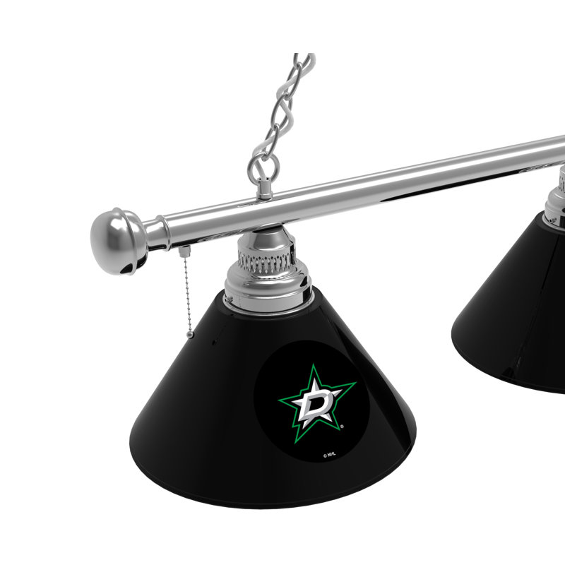 3 - Light Pool Table Lights Pendant, Chrome, Dallas Stars