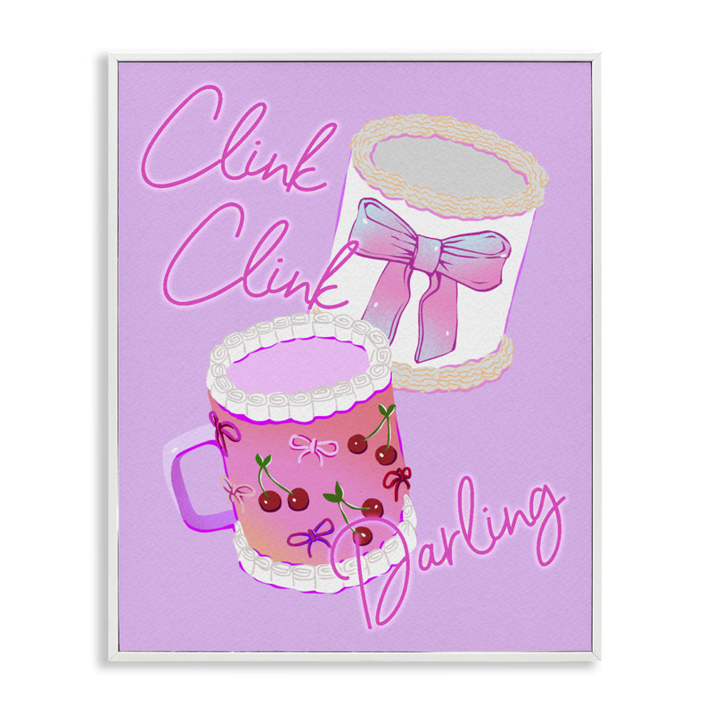 Tasse en cerisier Clink Darling, giclée, design par Ziwei Li, 30 x 24, Encadrement giclée blanc côtier