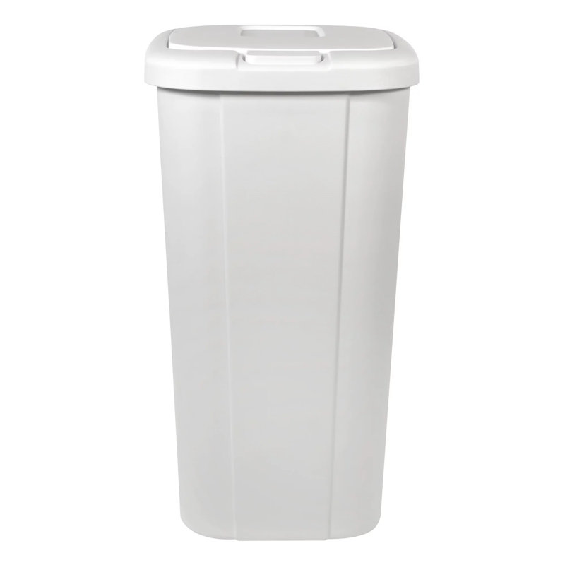 Plastic Touch Top Kitchen Trash Can - 13.3 Gallons, White