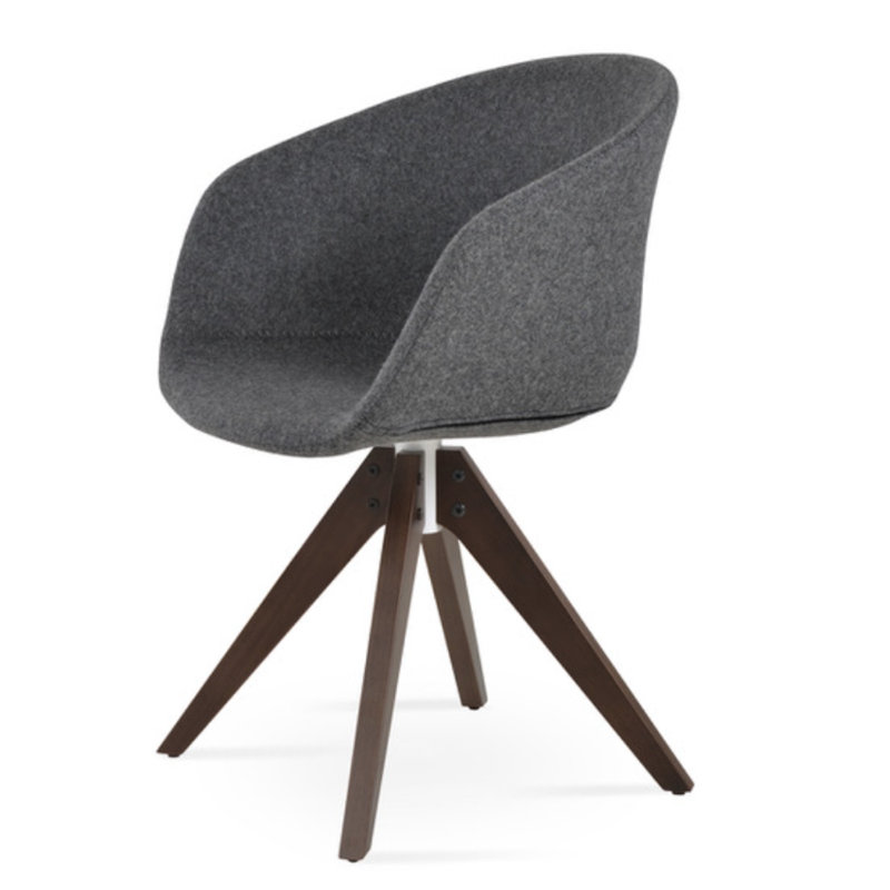 Chaise pivotante Tribeca Pyramid, Gris foncé, Noyer