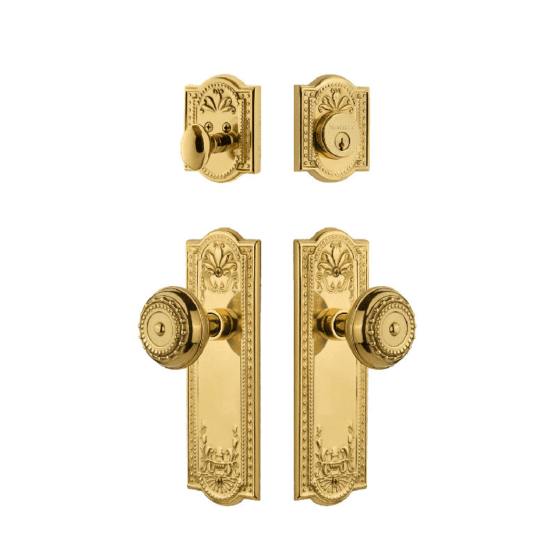 Nostalgic Warehouse Meadows Entry Set with Meadows Knob, 2.375, Unlacquered Brass