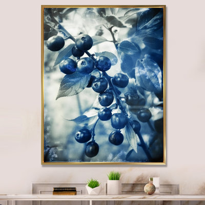 Wild Berries Blue Vintage Botanical - reproduction d'art sur toile