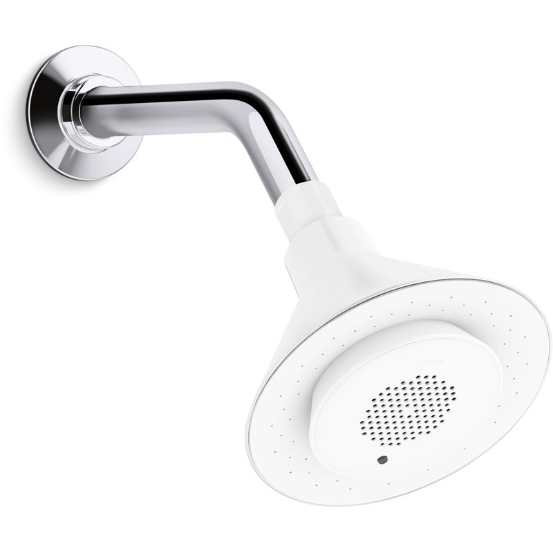 Moxie 1.75 Gpm Single-Function Showerhead With Wireless Speaker, White