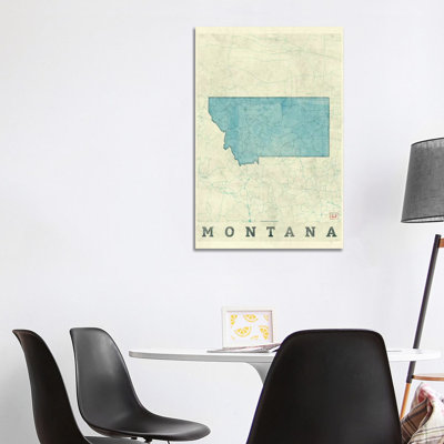 Montana Map 1 Piece Wrapped Canvas Wall Art