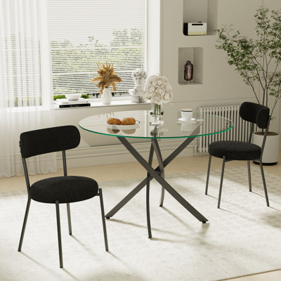 3-Piece Round Glass Dining Table Sets