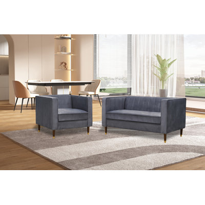 Jacqueline 2 pc Loveseat and Arm Chair set by Mercer41