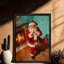 Reproduction d'art encadré noir, père Noël rétro-997964813