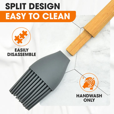Cheer Collection 5-Piece Mini Silicone Spatula and Baking Utensil Set with Bamboo Handles