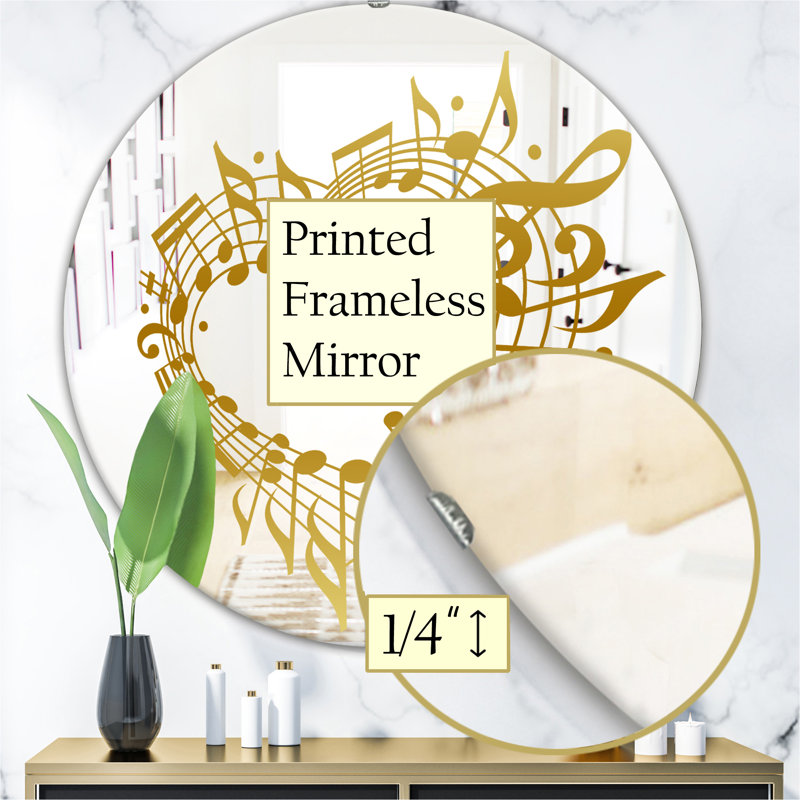 Miroir mural Music Notes I Glam, H 31,5 po x l po
