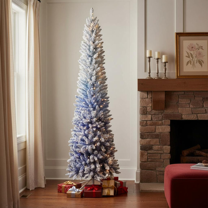 Sapin de Noël élancé 6 pi bleu et blanc