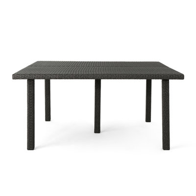 Grey 64" Square Outdoor Dining Table - Over Iron Pillar Frame