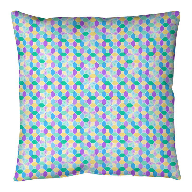Coussin de jeté teint, Duvet synthétique, H 14 po x l 14 po, Émeraude / rose / jaune