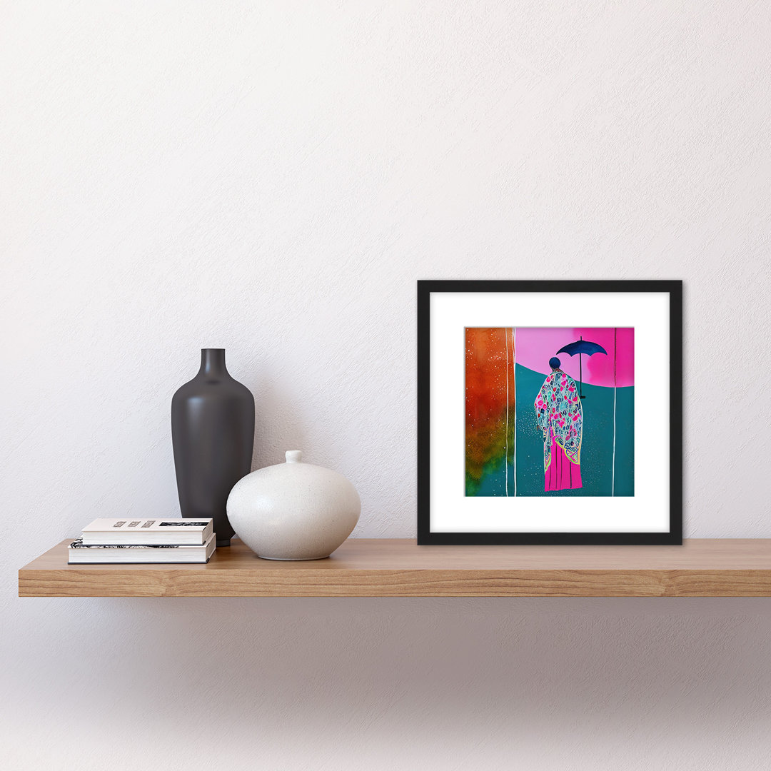 Japanese Kimono Parasol Bright Colourful - Single Picture Frame Painting