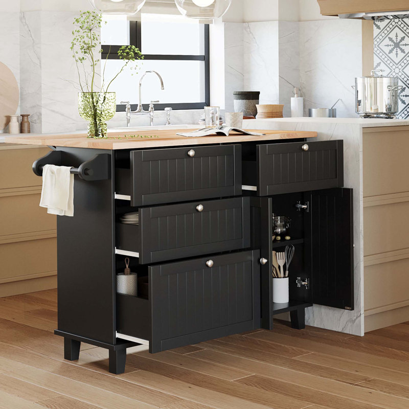 Kitchen Island Set with Drop Leaf and 2 Seatings, Dining Table Set with Storage