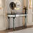 Half-Moon Mirrored Console Table With Fluted Glass & Crystal Knob Drawer, Behind Couch Table-1921843351