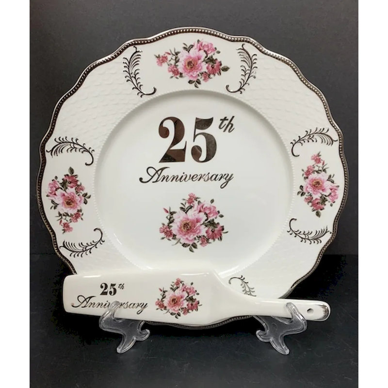 Plat à gâteau et assiette à gâteau Adcock 25Th Anniversary