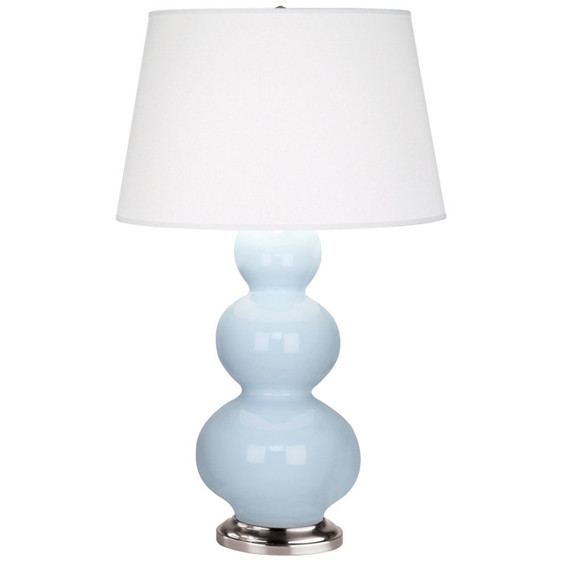 Triple Gourd Table Lamp, Baby Blue/Antique Silver