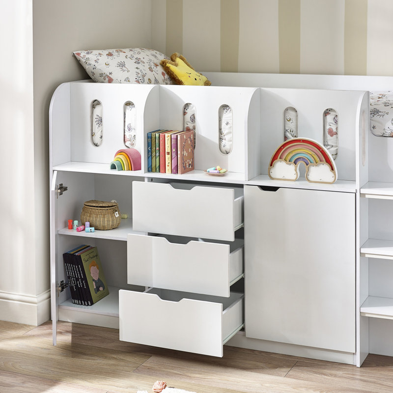 Wifrith Single (3') Mid Sleepers Bed Frame with Storage Included with Built-in Ladder Included