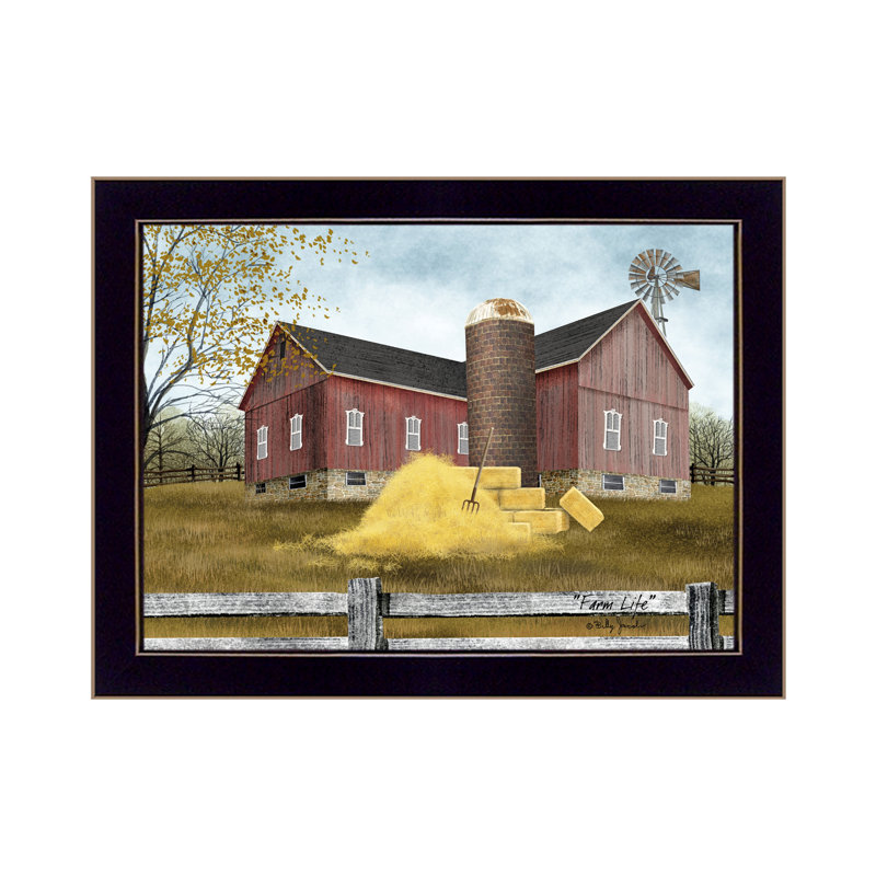 «Farm Life», art mural encadré pour le salon et la maison par Billy Jacobs, H 14 po x l 18 po x P 1 po, Noir