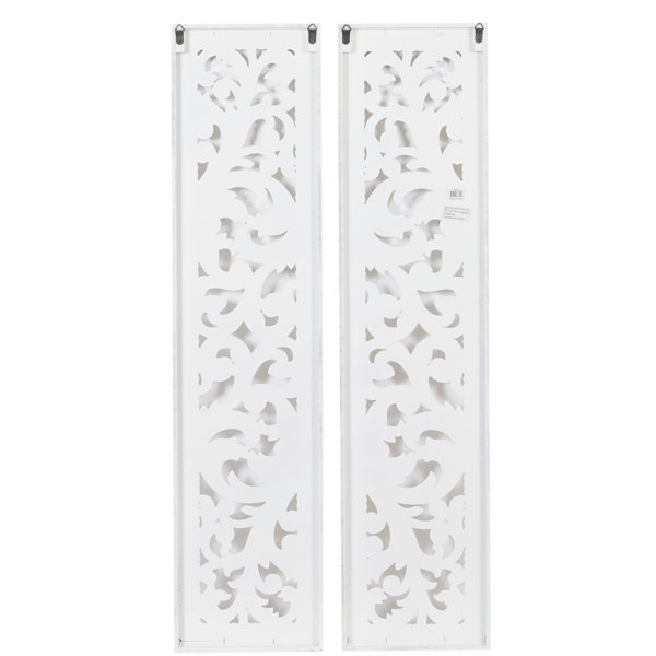 Dakota Fields White Wood Intricately Carved Scroll Floral Wall Decor 12 ...