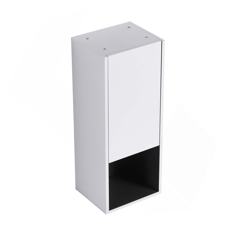 Armoire latérale de salle de bain à fixation flottante de 12 pouces avec portes à fermeture douce et tablette ouverte, White
