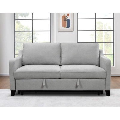Modern Fabric Loveseat Futon Sofa Couch W/Pullout Bed, Small Love Seat Lounge Sofa W/Reclining Backrest