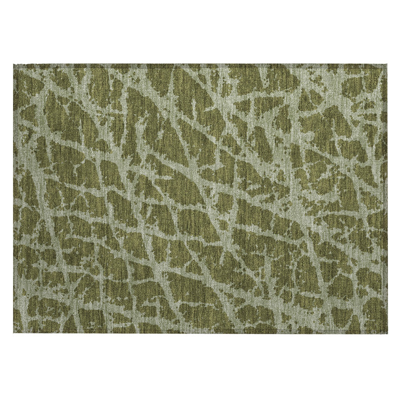 Tapis extérieur lavable et antidérapant abstrait 2 pi x 3 pi vert