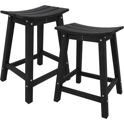 Ensemble de tabourets de bar résistants aux intempéries TrailBlaze - Chaises de patio à hauteur de comptoir en PEHD avec repose-pieds, résine durable pour terrasse, balcon, cuisine - noir