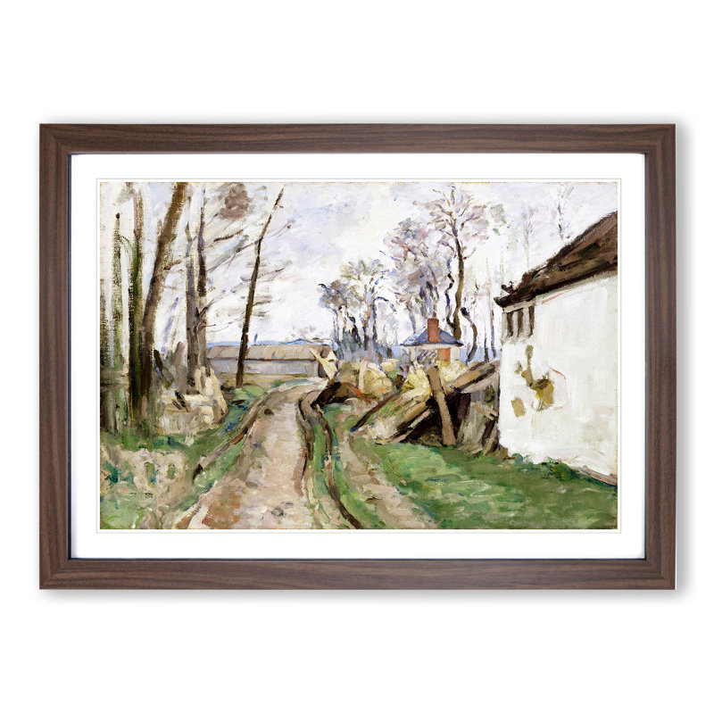 A Village Road near Auvers by Paul Cezanne - Picture Frame Painting, Walnut Framed, 27cm H x 36cm W x 2cm D