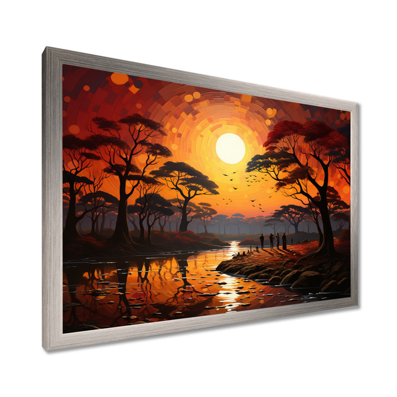 African Savannah Serenade V sur toile, Cadre simple argenté, H 16 po x l 32 po x P 1 po