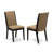 3 Piece Modern Dining Table Set Contains a Round Kitchen Table with Pedestal and 2 Light Sable Linen Fabric Parson Dining Chairs, Black-1016318744-1016318749-1016298712