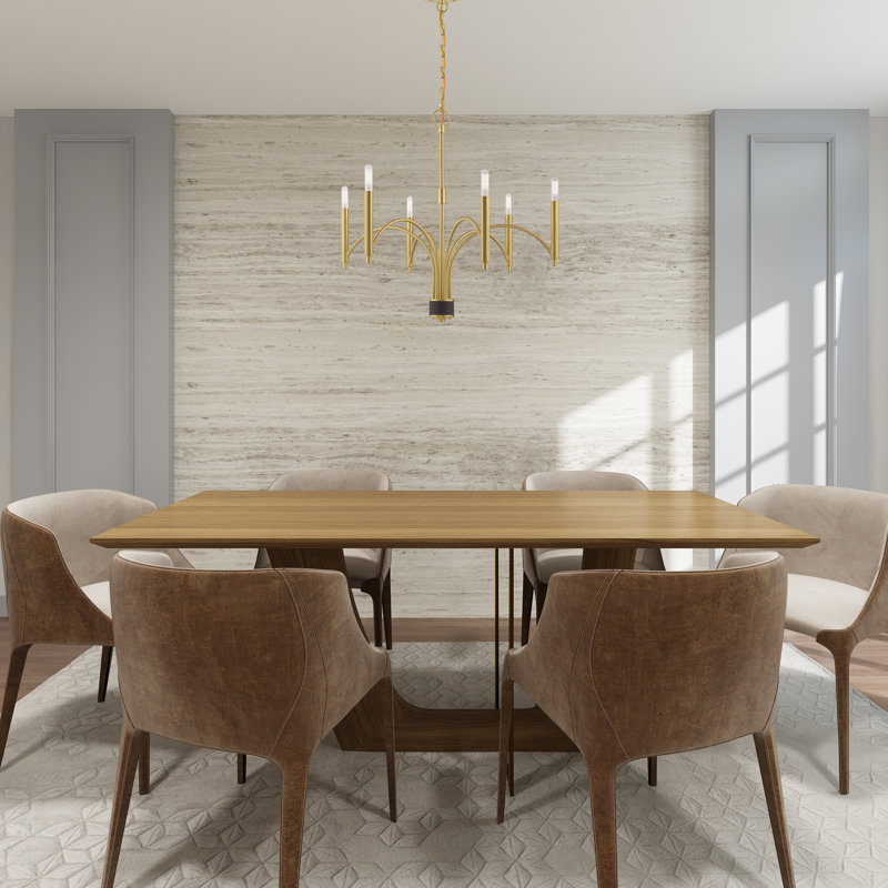 Lochlain 6 - Light Steel Dimmable Chandelier, Satin Brass
