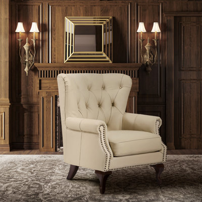 Ansumana 31.5 W Genuine Leather Armchair with Wing Back