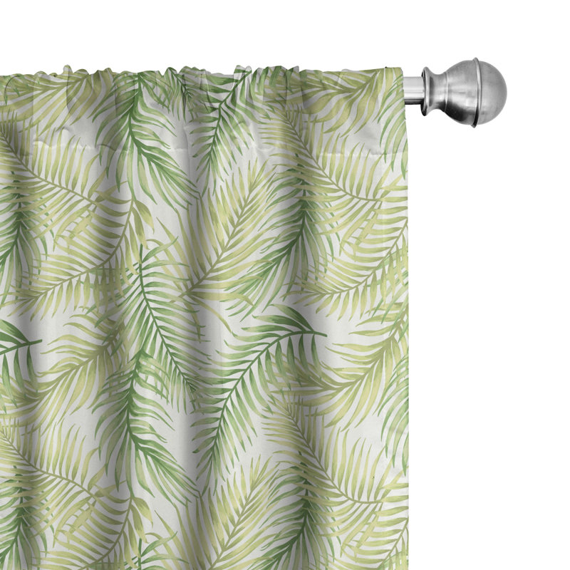 Palm Leaf Semi-Sheer Rod Pocket Curtain Panels, 28" x 95"