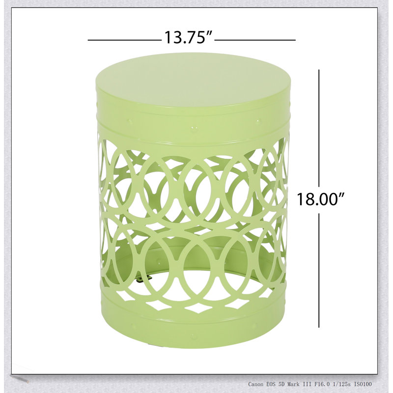 Durable Outdoor Metal End Table With Elegant Iron Cut Design For Modern Spaces And Easy Setup, Green
