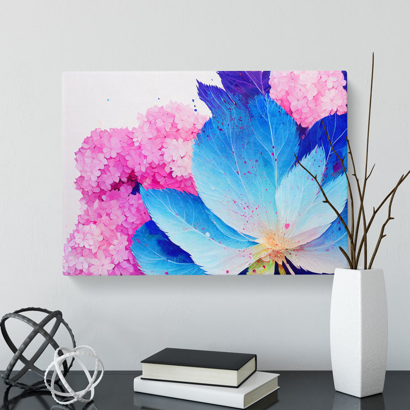 Hydrangea Flower Splash Vol.2 - Wrapped Canvas Painting, 50cm H x 76cm W x 3cm D