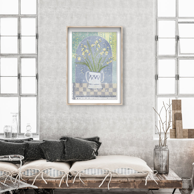 Daylilies In A Vase Print by Oliver Gal, 25.5"H x 17.5"W, Natural Oak Shadowbox