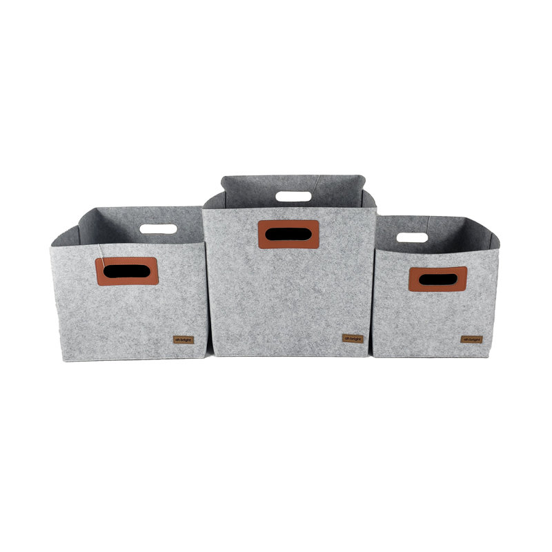 Ensemble 3 pièces de cubes de rangement et de feutre, Gris
